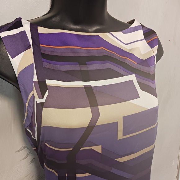 Antonio Melani Purple Silk Geo Dress - Picture 7 of 14